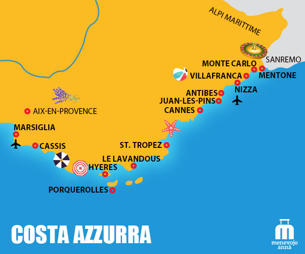 Mappa costa azzurra